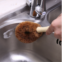 Hot Sale Wood Handle  Fiber Kitchen  Sisal Wash Brushes Mini Bamboo Dish Cleaning Brush